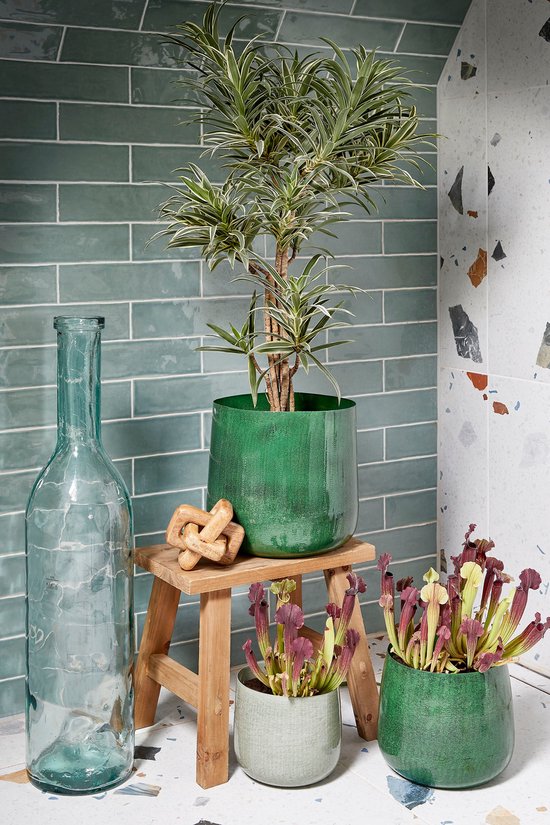 Mica Decorations Houten Krukje – Gerecycled Hout – Max. 50 kg – 38 x 28,5 x 34 cm – Bruin