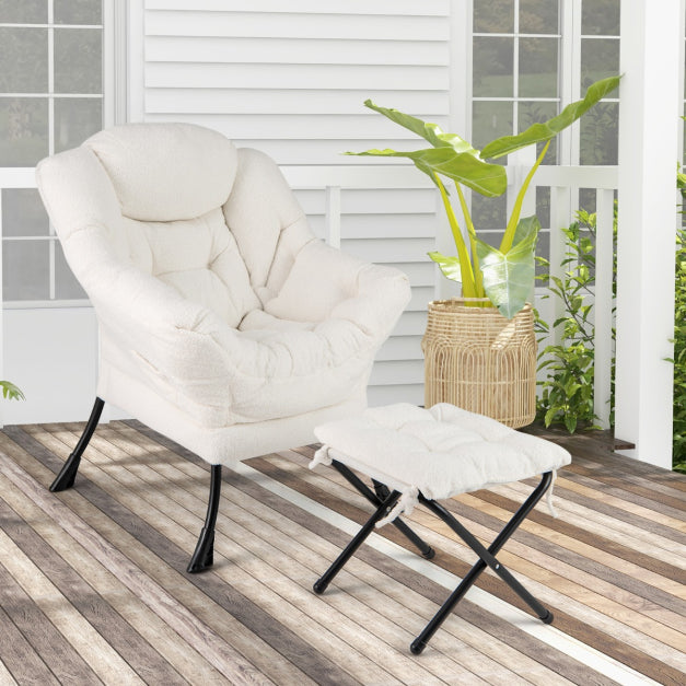 Coast Fauteuil - PP-Katoen - Max 150KG - Incl. Voetsteun - 80 x 74 x 97 cm - Wit