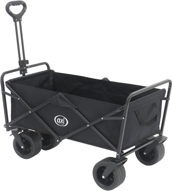 AXI AB131 Opvouwbare Bolderwagen – Zwart – Met Trekstang, Remmen en Hoes – 100 kg Draagvermogen – Eenvoudig mee te nemen - Metaal
