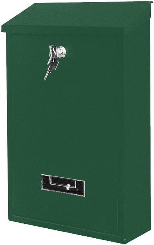 BRASQ Brievenbus Groen – Wandbrievenbus met Slot – Brievenbussen – Moderne Brievenbus met Naamplaatje - Incl. Montagemateriaal & 2 Sleutels- Slotcilinder - RVS