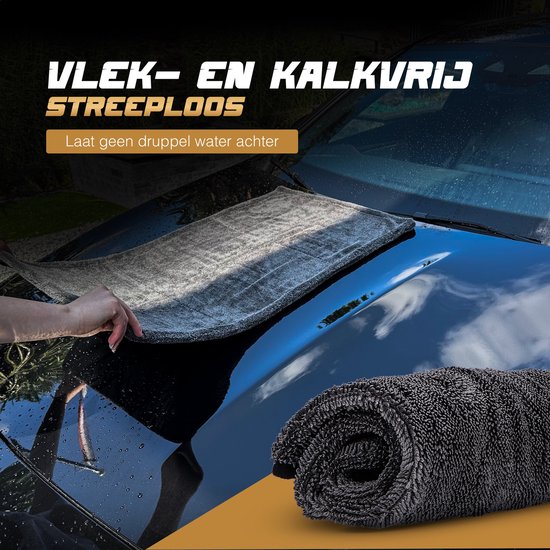 ALPHACARE - Droogdoek + Washandschoen Auto - Motor - Badkamer - Quick Dry - 60 x 80 - 600 GSM - Grijs