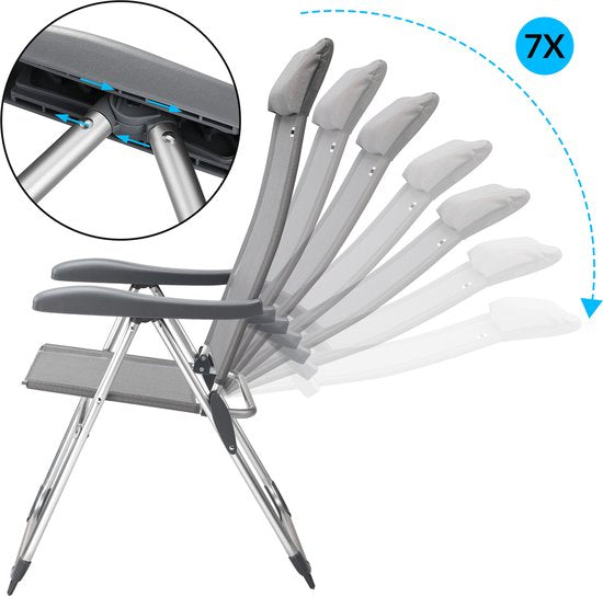 Casaria Tuinstoel Aluminium - 4 Stuks Verstelbaar - Grijs