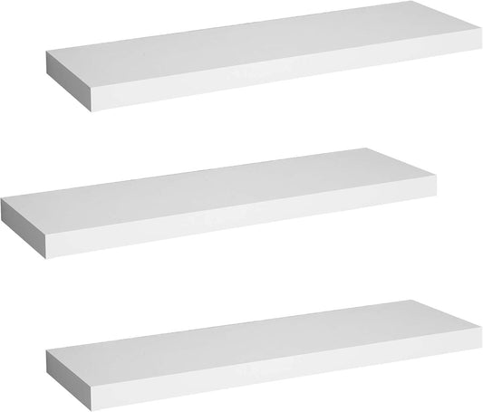 WOLTU Zwevende Wandplanken Set van 3 - Wit - 30x23x3,8cm