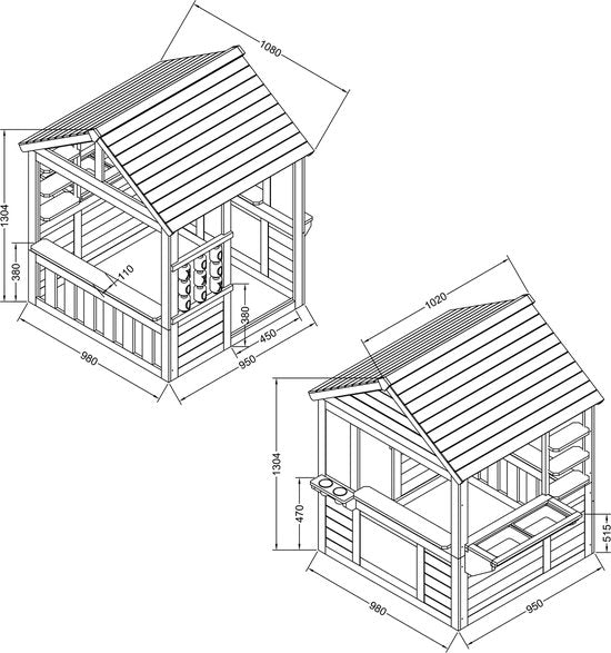 AXI Lynn Speelhuis in Bruin / Antraciet – Houten Speelhuisje met Speelkeuken, Boter, Kaas en Eieren spel en accessoires – FSC hout – Tuinhuisje voor kinderen - 10 jaar garantie!