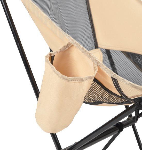 VirtuFit Camping Stoel Compact - Strandstoel - Inclusief Draagtas - Geschikt voor Festivals, Campings & Stranden - Inclusief armsteunen - Eenvoudig Meenemen en Opzetten - Beige