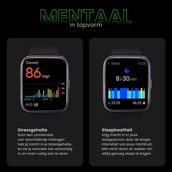 Maoo Maximize Smartwatch – Volledige Belfunctie, Hartslagmeter, Stappenteller, Multisport – Android & iOS – Zwart