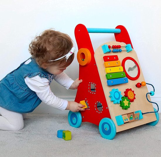 Nûby - Interactieve Houten Looptrainer - Educatief babyspeelgoed – 10m+