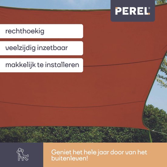 Perel Schaduwdoek, waterafstotend, 2 x 3 m, 160 g/m², polyester, rechthoek, terracotta