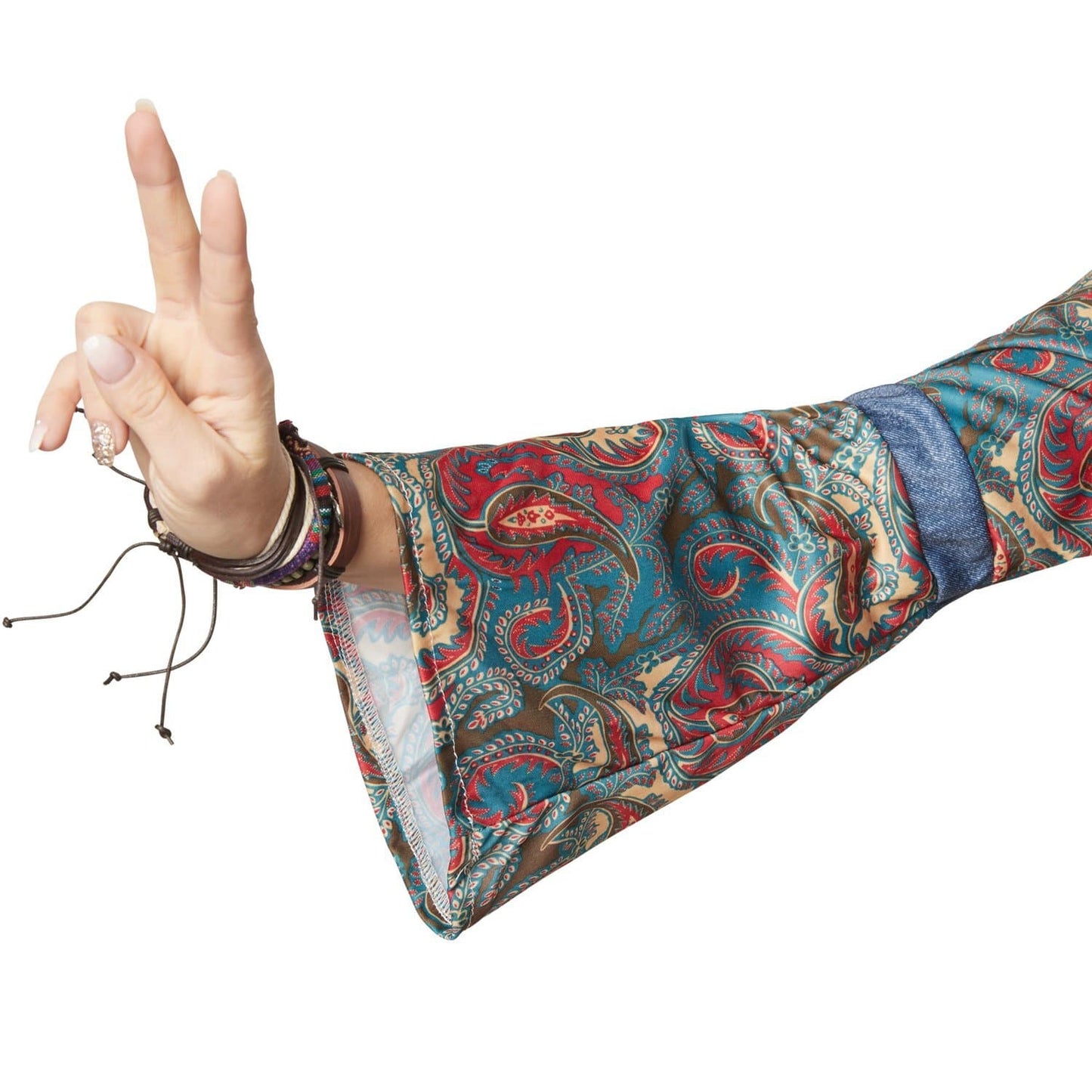 hippie girl harmony kostuum - dames maat l - multicolor - broek met elastiek en wijde pijpen