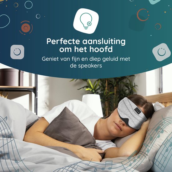 Numsy Slaapmasker met Bluetooth - Batterij vermogen 8 uutjes - 100% Katoen - Lichtgrijs