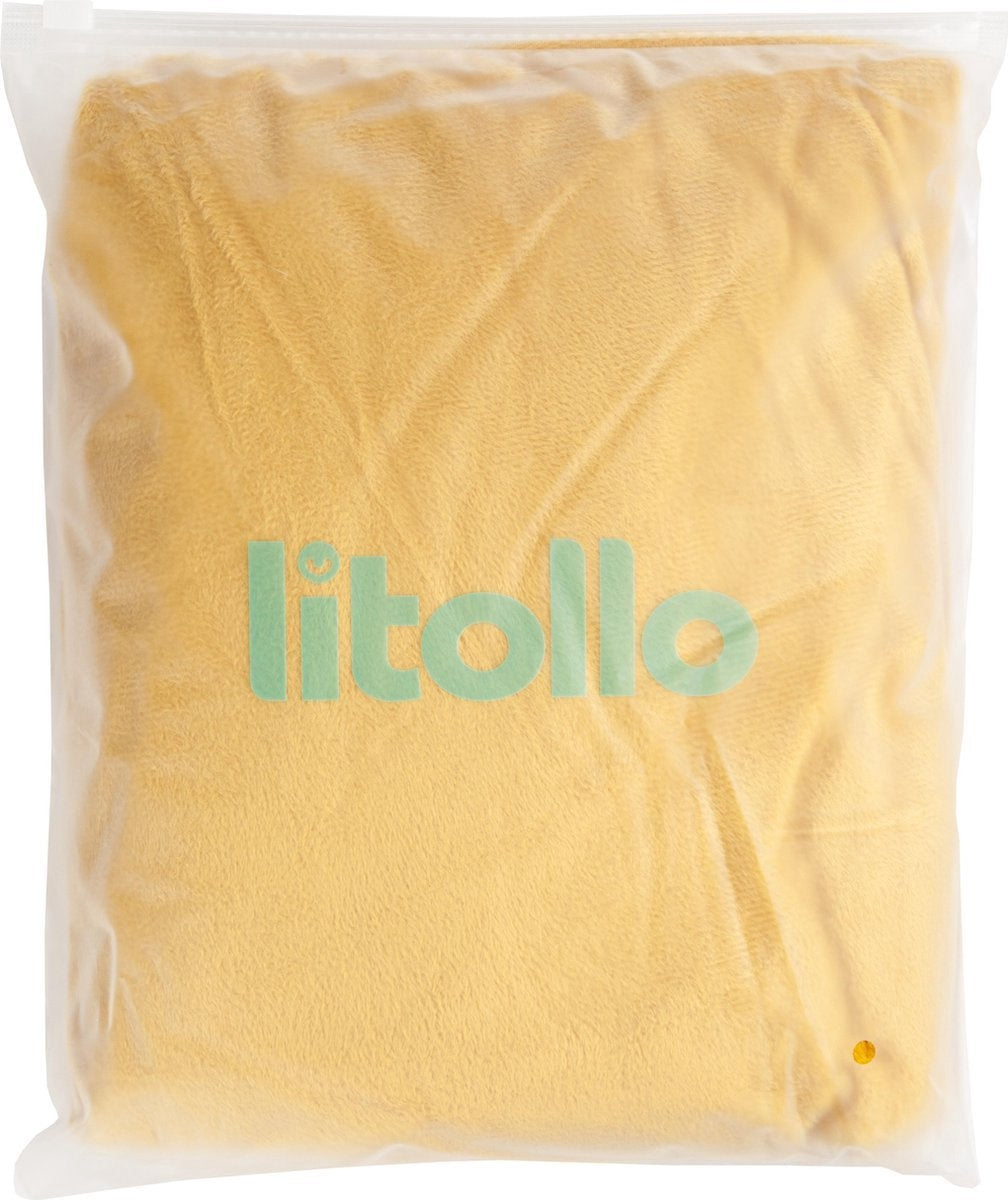 Litollo® Zwangerschapskussen (J-vorm) - Voedingskussen - Lichaamskussen - Zijslaapkussen - Body pillow - Zachte fleece hoes XXL 145cm - Okergeel