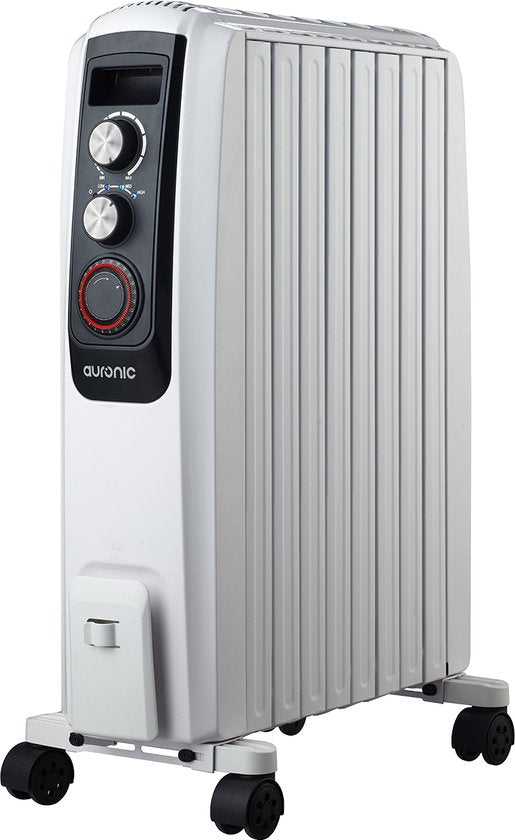 Auronic Olieradiator met Thermostaat - 2000W Heater - Elektrische kachel - Timer - 3 Standen - Wit