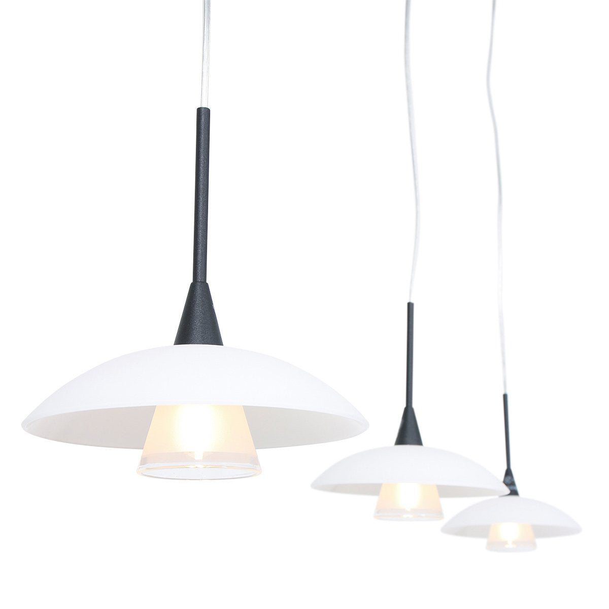 Hanglamp Tallerken 2654ZW Zwart - Modern, Hoogte Verstelbaar, Materiaal: Glas en Metaal, Binnen, Steinhauer