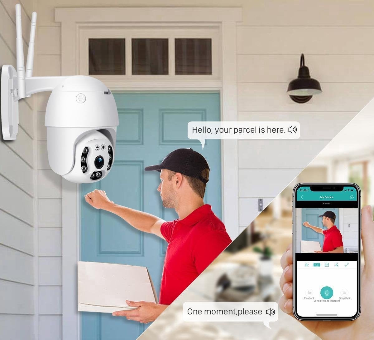 Fuegobird Full HD 1080P Wifi Smart Bewakingscamera's - PTZ IP Camera - IP66 Waterdichtheid - Binnen en Buitengebruik - Ondersteuning 2.4G/5G WIFI - ONVIF - Wit