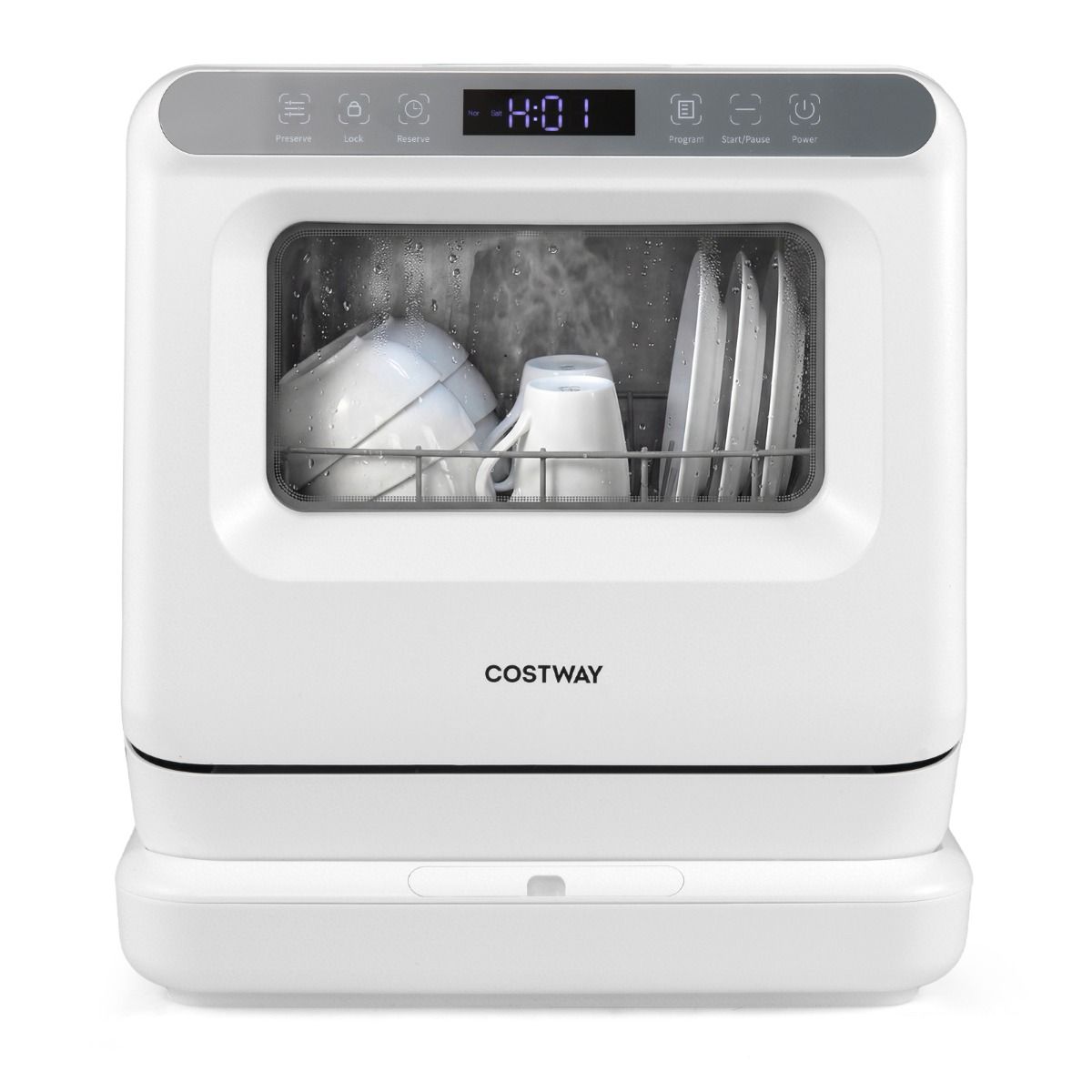 Coast Mini Vaatwasser - draagbaar tafelmodel - 6 programma's - waterreservoir 8,25 liter - wit