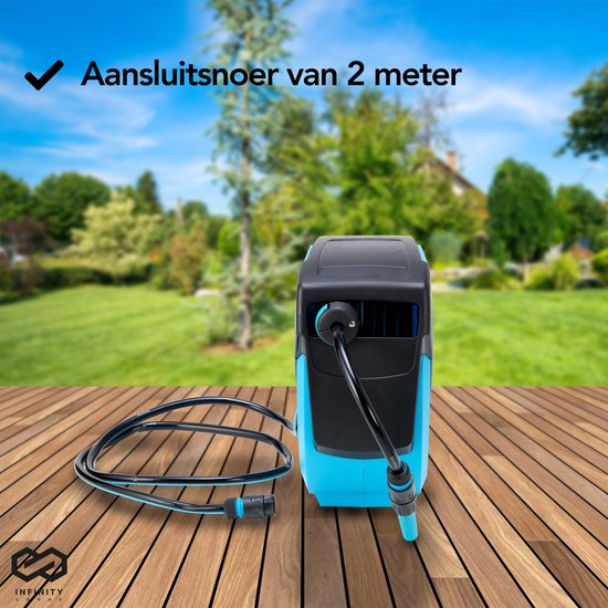 Infinity Goods Wandslangbox - 25 Meter - Tuinslang Met Haspel - 180° Draaibaar - Automatisch