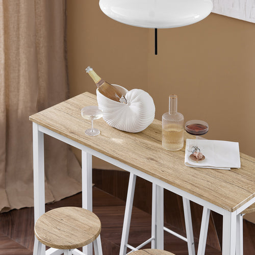 SoBuy - Bartafel met 4 Krukken - OGT22-WN -Max. 150 kg - 120 x 40 x 100 cm - Wit