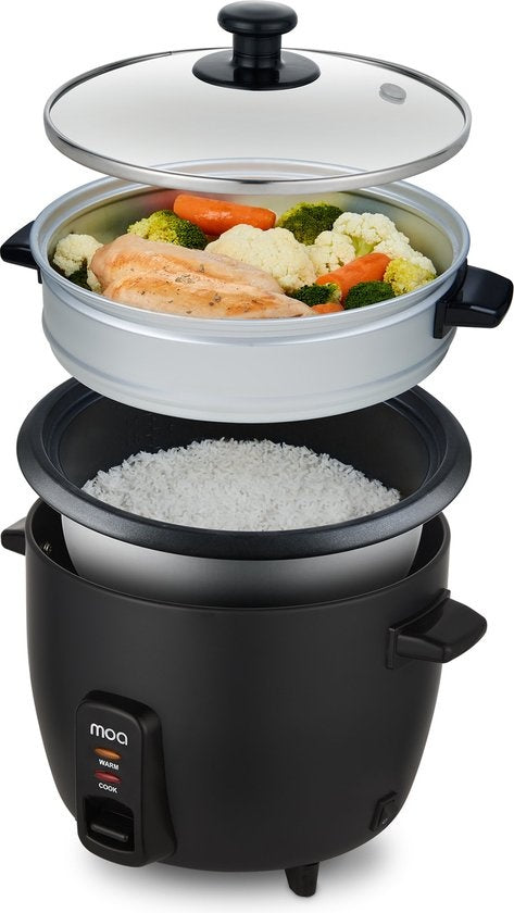 MOA Rijstkoker met Stomer 1,5 liter - Zwart - RC18B