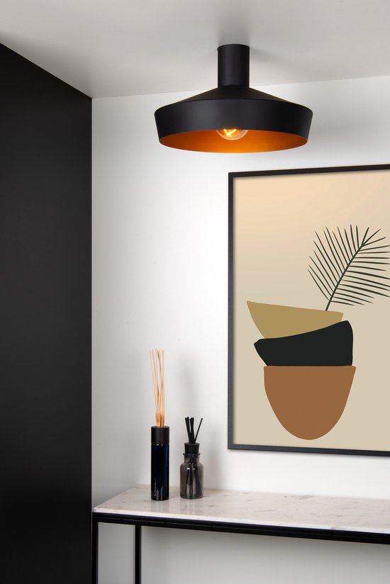 Lucide CARDIFF - Plafonnière - Ø 40 cm - 1xE27 - Zwart
