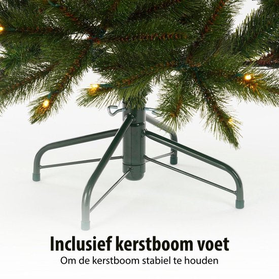 Triumph Tree Bristlecone Kunstboom - Kerstboom met 144 Warm Witte LED Lampjes - Kerstversiering voor Binnen - Scharnierconstructie voor Snelle Opbouw - H155 x Ø99 cm - Groen