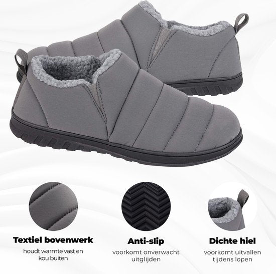 Pantoffels Heren - Sloffen - Grijs - Anti-slip - Maat 46/47 - Comfeet