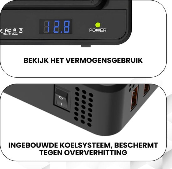 Travli Omvormer 12v 230v - Autolader - Draagbare omvormer - 2x 230V stopcontact – 4x 5V usb oplaadpoorten
