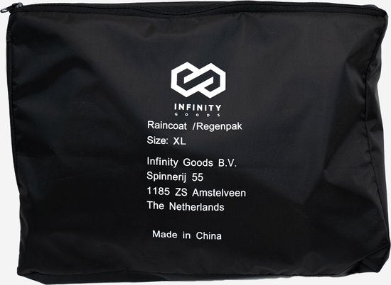 Infinity Goods Regenpak - Dames & Heren - Maat XL - Waterdicht & Ademend - Reflecterend - Zwart