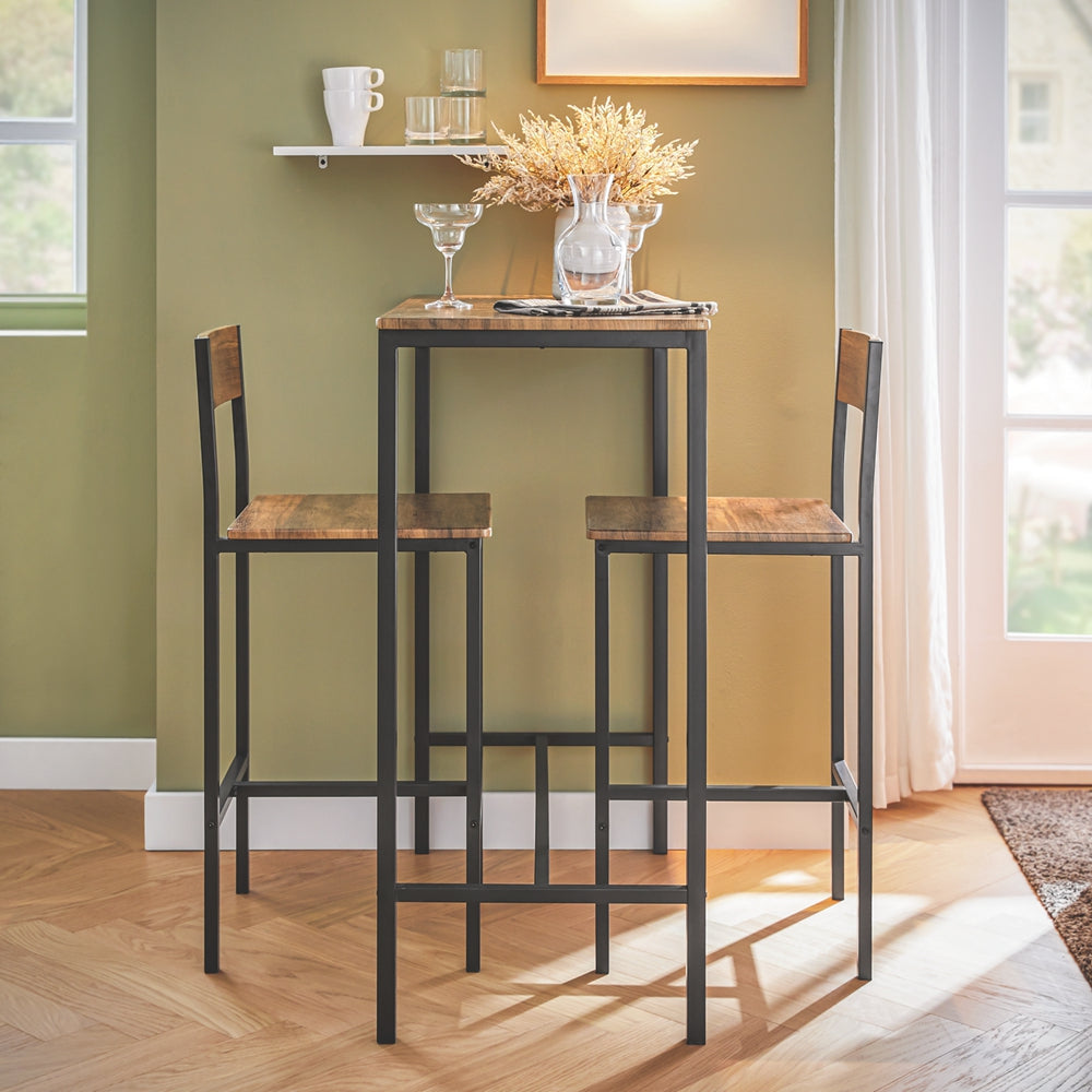 SoBuy OGT03-XL Bistrotafel met 2 krukken - Industrieel - 3-Delig set