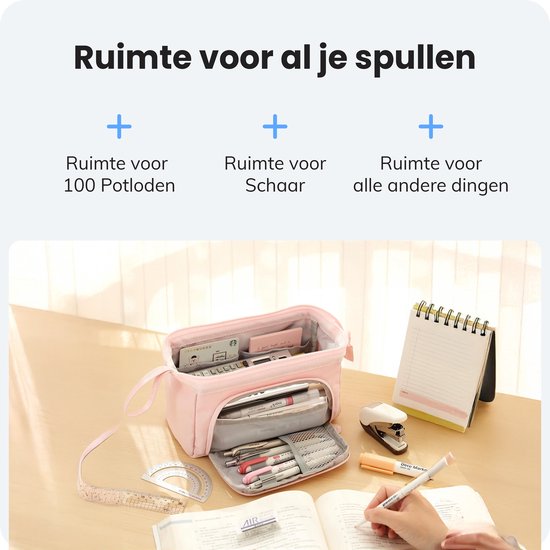 Diydash Etui XL - Pennenzak - Pennenetui - Schooletui - Grote Etui - Schoolspullen - Trousse Scolaire - Voor meisjes, jongens en volwassenen - Roze