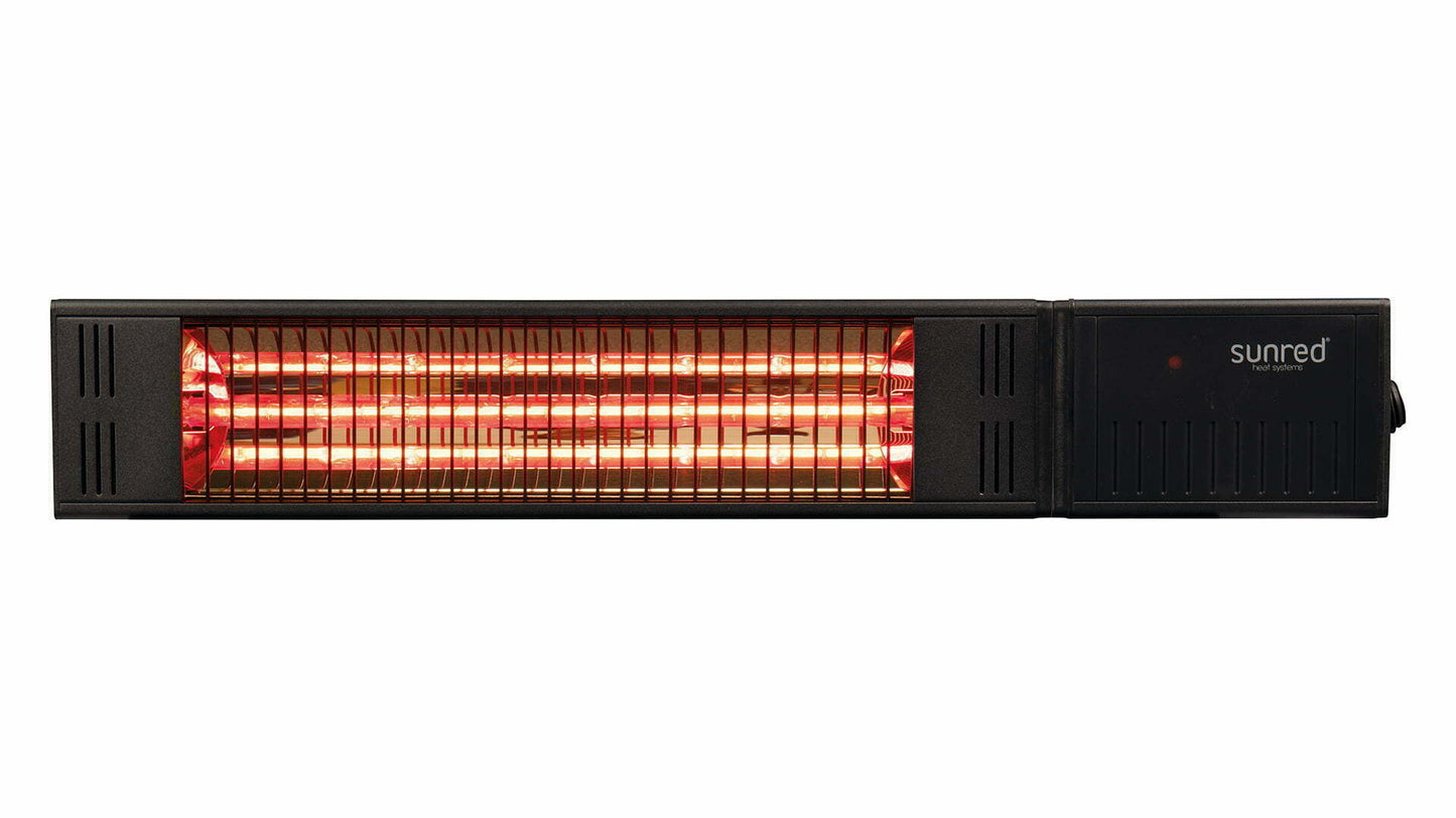 Sunred - Dark lijn - Zwart - Wand model - Terrasverwarmer – Carbon rosé goud technologie - 2500 W – ECO - 3 standen - Afstand bestuurbaar - Elektrische heater