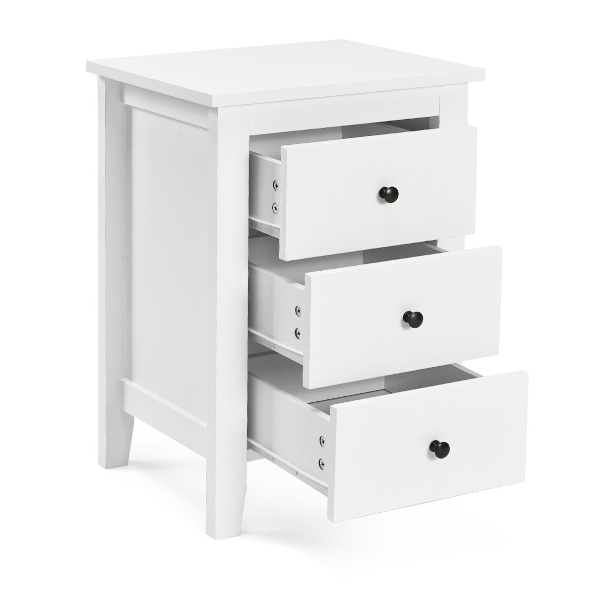 Coast Nachtkastje met 3 Laden Modern – Wit – 46 x 37 x 65 cm – Stijlvol & Ruime Opbergruimte