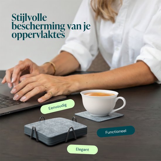Castagnola Kunstlederen Onderzetters – Onderzetters voor Glazen – Design Onderzetters met Houder – Leren Onderzettersset met metalen houder – Leder – Set van 10 - Gemêleerd Blauw - 10x10cm
