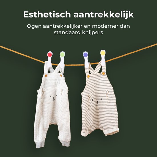 Gandria Wasknijpers 24 Stuks - Kunststof Wasknijpers - Set van 24 Plastic Knijpers - Wasrek Knijpers 10 Kg - 4 Kleuren