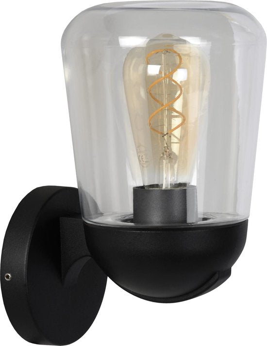 Lucide TULSA - Wandlamp Binnen/Buiten - 1xE27 - IP44 - Zwart