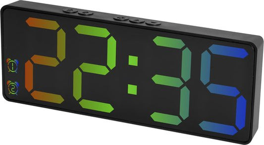 Nuvance Digitale Wekker - Digitale Klok - Wekkers voor Kinderen & Volwassenen - Reiswekker - Slaapkamer - Led Wekkers Digitaal - Zwart RGB