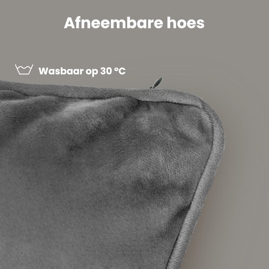 Auronic Warmtekussen - Velvet - 45x60 - Draadloos - Oplaadbaar - Elektrisch kussen - Infrarood - Grijs