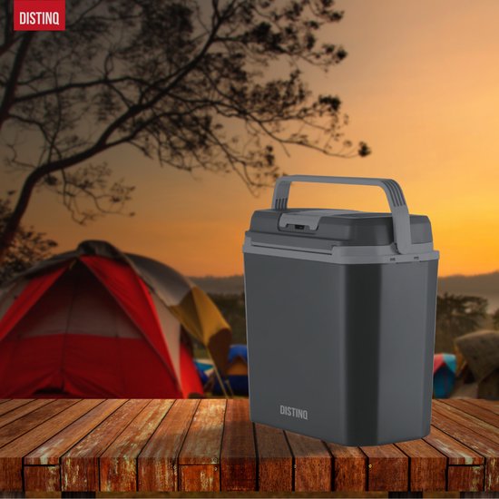 DistinQ Elektrische Koelbox voor Auto en Camping – Koelbox Elektrisch met Verwarmingsfunctie - 12v 230 Volt – 20L - Grijs