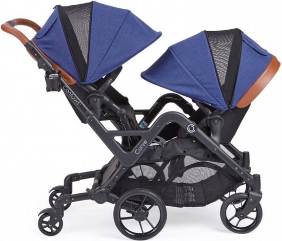 Contours Duowagen Curve Tandem - voor- en achterwielen kunnen 360 graden draaien - indigo