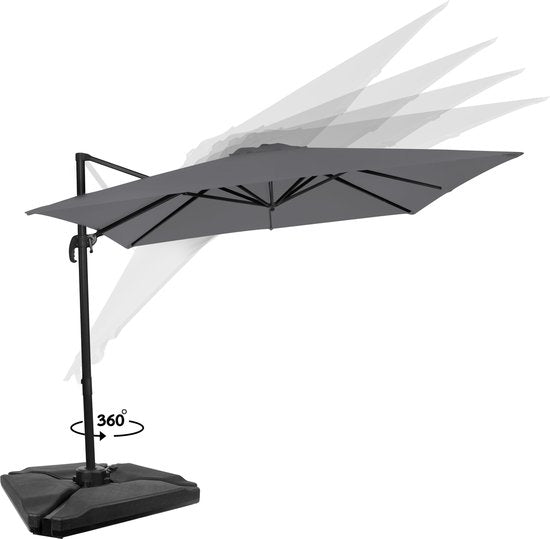 VONROC Zweefparasol - Grijs - 300x300 cm