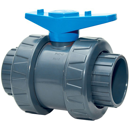 Fitt PVC Kogelkraan voor Zwembad - 63 mm - Blauw Handvat