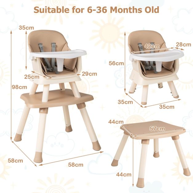 Coast Kinderstoel - 6in1 - Verstelbaar - Veilig - Bouwsteen - 58x58x98cm - Lichtgrijs
