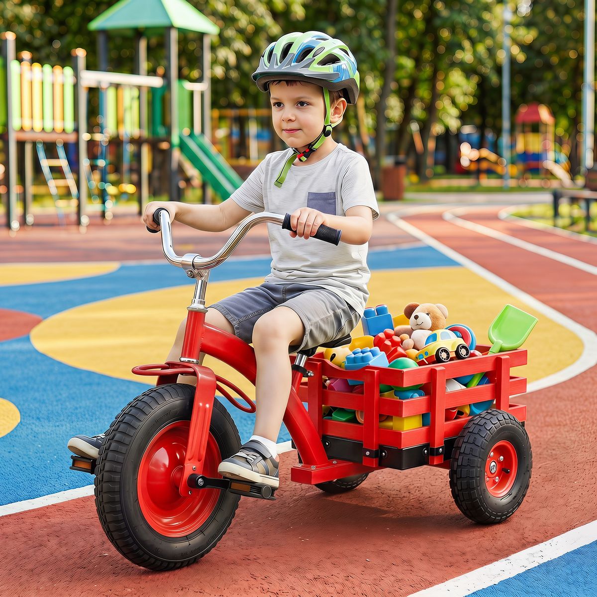 Coast Kinderdriewieler met verstelbaar stuur en zadel - met aanhanger - rood
