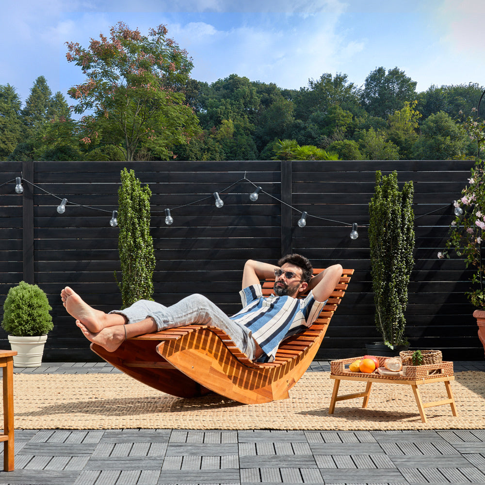 Casa Ergonomische Tuinstoelen - Schommelend Ligbed - Voor Buiten - Acaciahout - 2 STUKS - 150x60x93cm - FSC-gecertificeerd