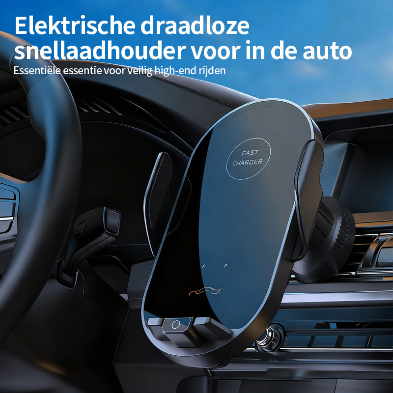 ATSHARK draadloze autolader, 15 W snelle draadloze autolader, magnetische telefoonhouder voor ventilatierooster met automatische sensor, compatibel met iOS en Android, G16, zwart
