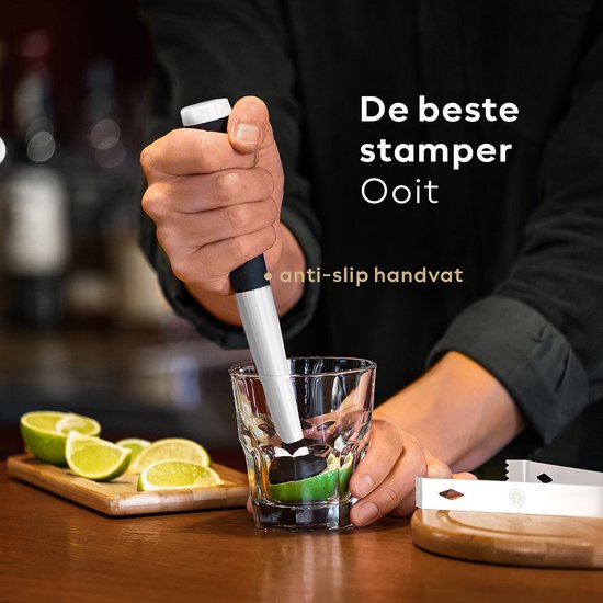 BarDeluxe® Cocktail Set - 12-Delig - Cocktailshaker 750 ml - Roestvrij Staal - Inclusief Luxe Geschenkdoos - Opbergtasje & Receptenboek - Wit
