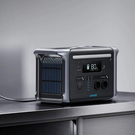 Anker 757 Portable Power Station, PowerHouse 1229Wh-LiFePO₄-accu, 1500W-zonnegenerator met 6 AC-uitgangen (optioneel zonnepaneel), 2 USB-C-poorten (max. 100 W), ledlicht voor kamperen of stroomuitval