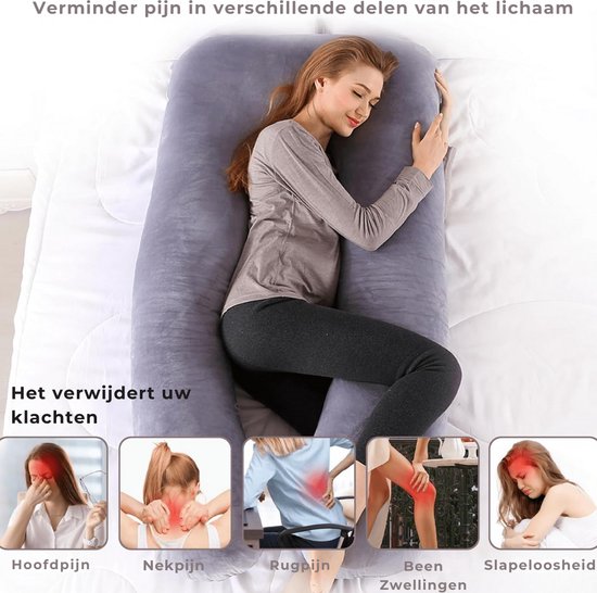 Zwangerschapskussen - XXL U-Vorm - Lichaamskussen - Zijslaapkussen - Pluche Overtrek - Voedingskussen - 280 CM - Ritssluiting - Rheme
