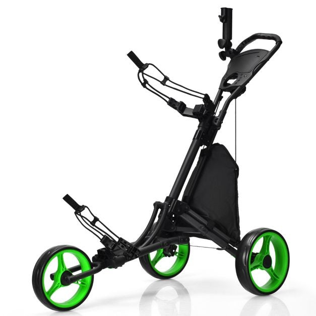 3 Wielen Golf Duwkar Snel Vouwen Golf Lopend Duwkar Golftas Houder Golftrolley voor Golfclubs Golftrolley