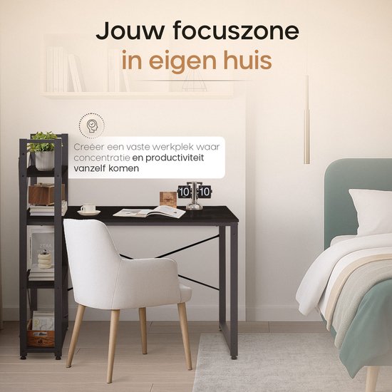 O'DADDY® Bureau met Verstelbare Voeten - Bureautafel - Computertafel - Game Bureau - Gaming Desk Klein - Bureaublad Meubel - 120 x 60 cm - Boekenrek - Computerbureau - Zwart