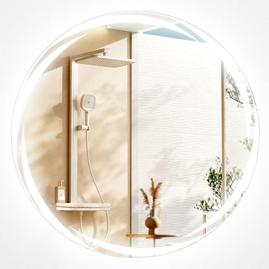 Coast LED Badkamerspiegel Rond 60x60 cm Zilver - Dubbele Verlichting - Dimbaar - Anticondens - 3 Lichtkleuren